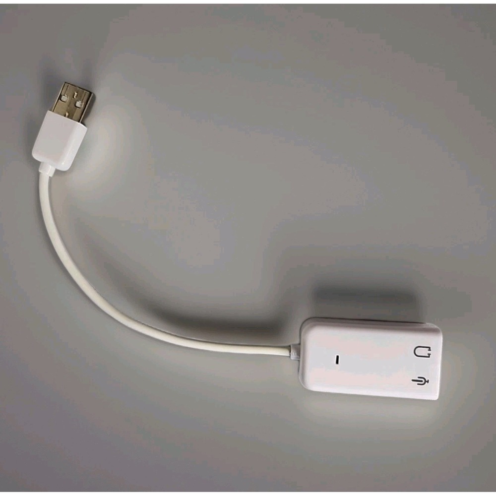 USB Audio Adapter Headset DAC 3.5mm Sound Card Dongle White